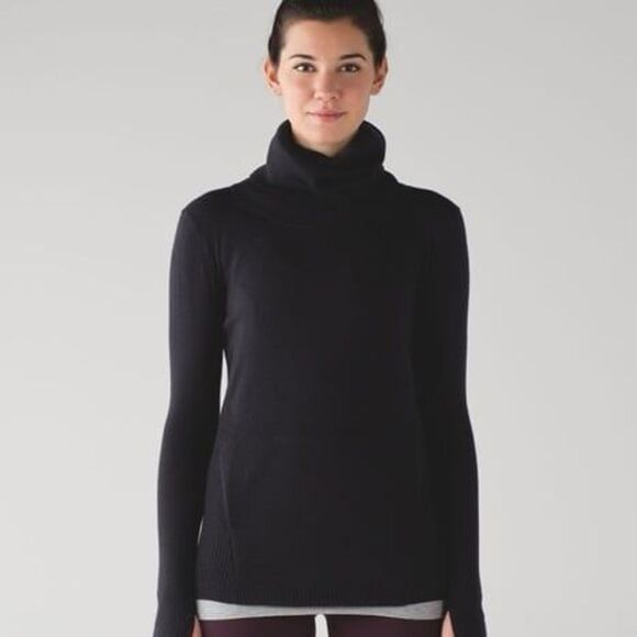 lululemon athletica Sweaters - Lululemon Athletica Sweat and Savasana 100% Merino Wool Sweater Black Size 2